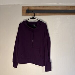 Reebok Hoodie Sweatshirt Purple Women's Large Kangaroo‎ Pocket Drawstring